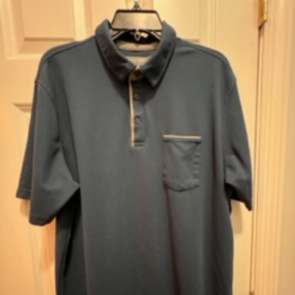 Pebble Beach XL  navy blue with grey accents  dry luxe performance golf polo